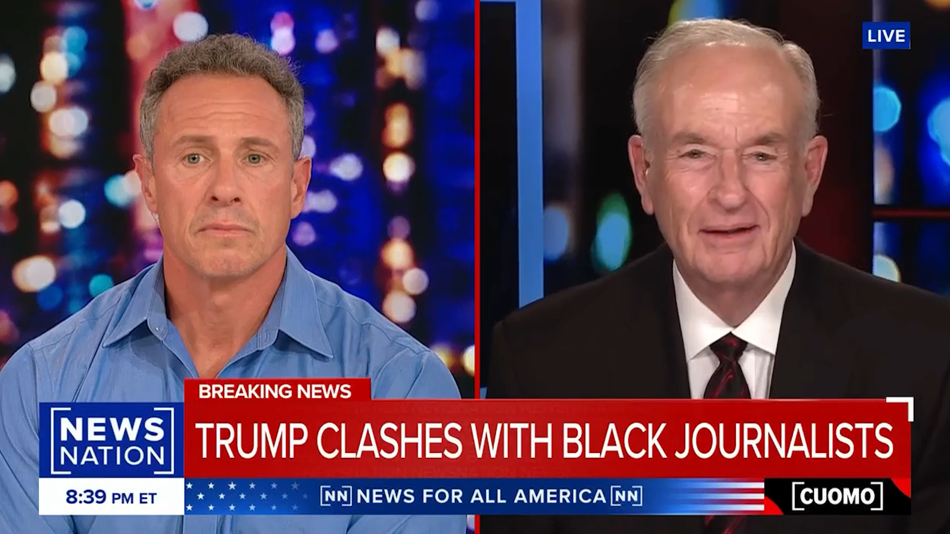 O'Reilly Reacts to Trump's Clash With Black Journalists